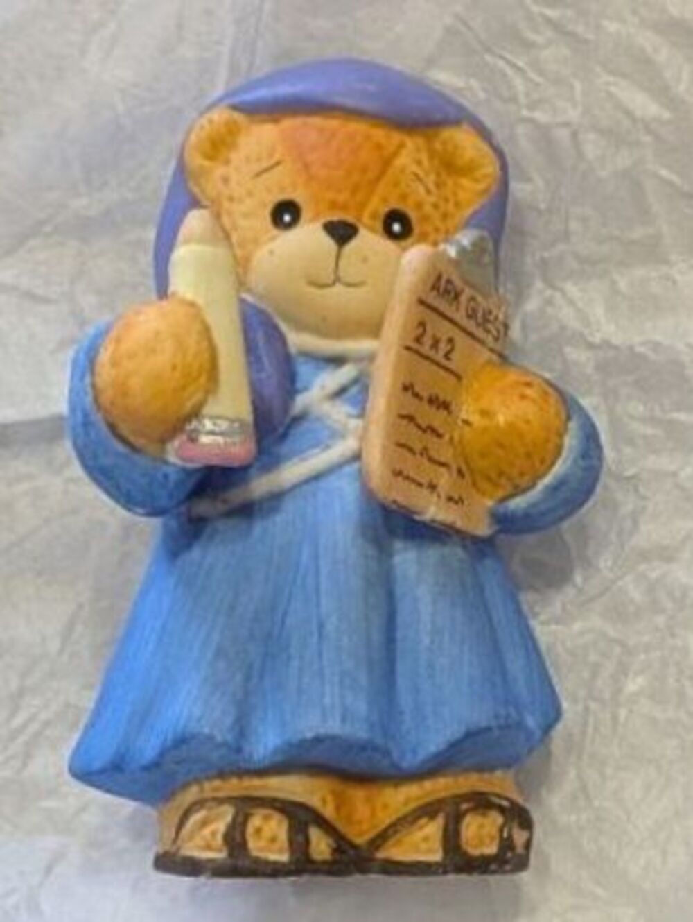 Enesco Ceramic Bear Noah's Ark Checklist by Lucy Riggs 1990 Philippines Repaired